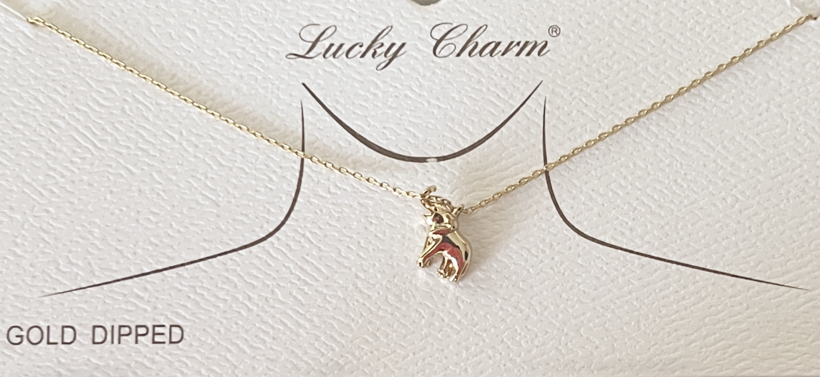 18K Gold Dipped Brass Elephant Pendant Necklace