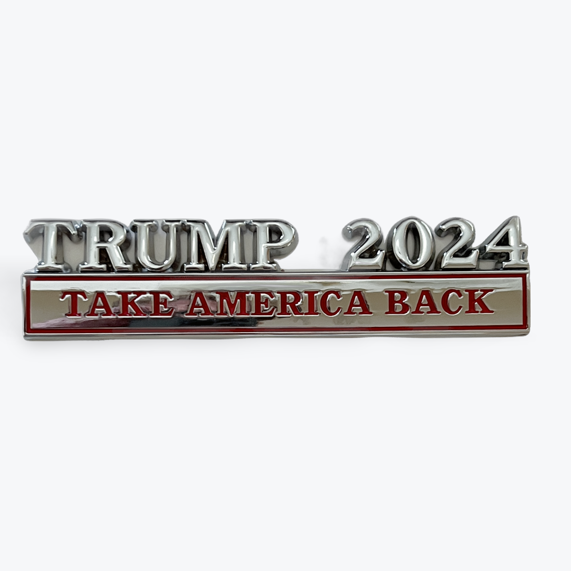 Vehicle Emblem Trump 2024 Silver Red