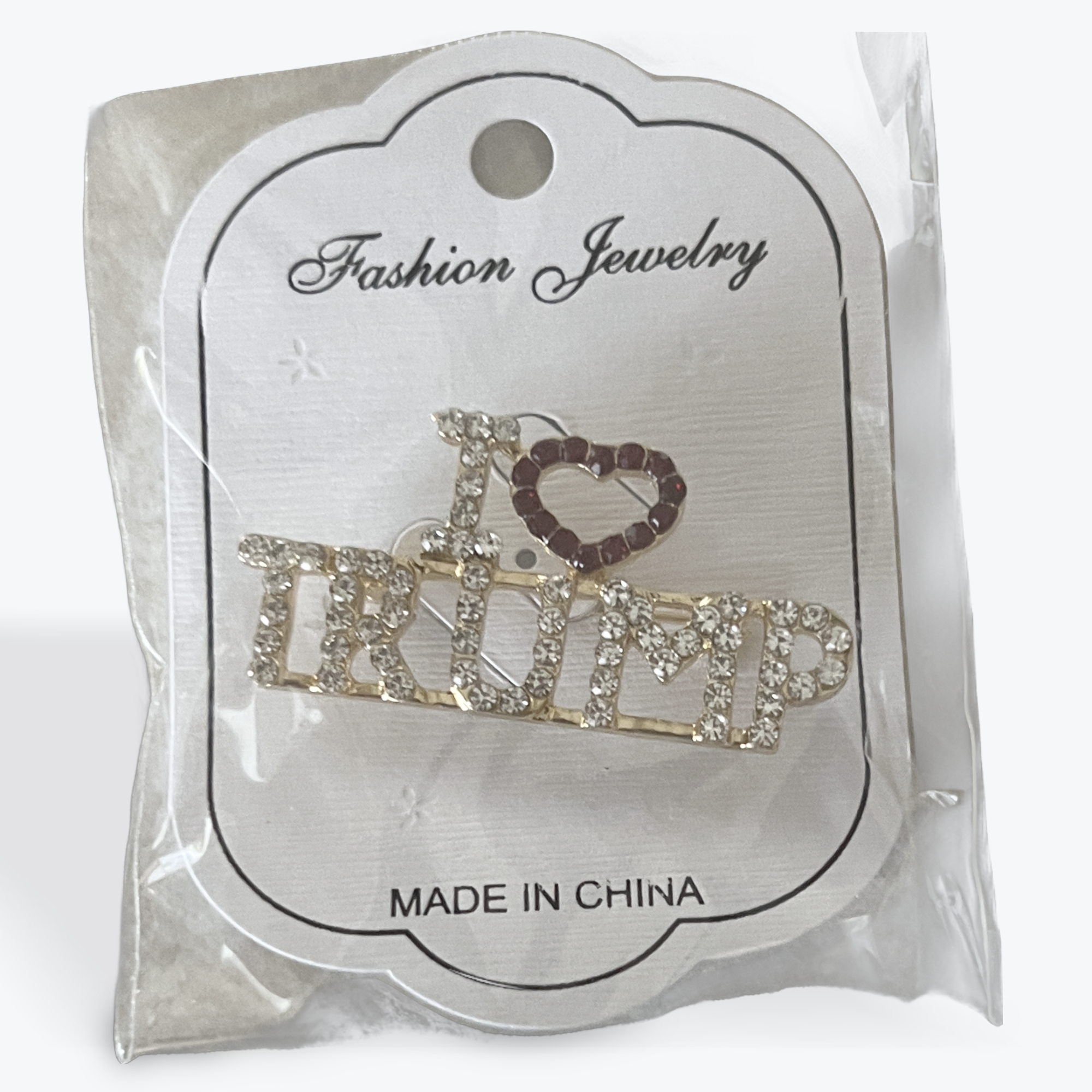 I Love Trump Rhinestone Broach Pin