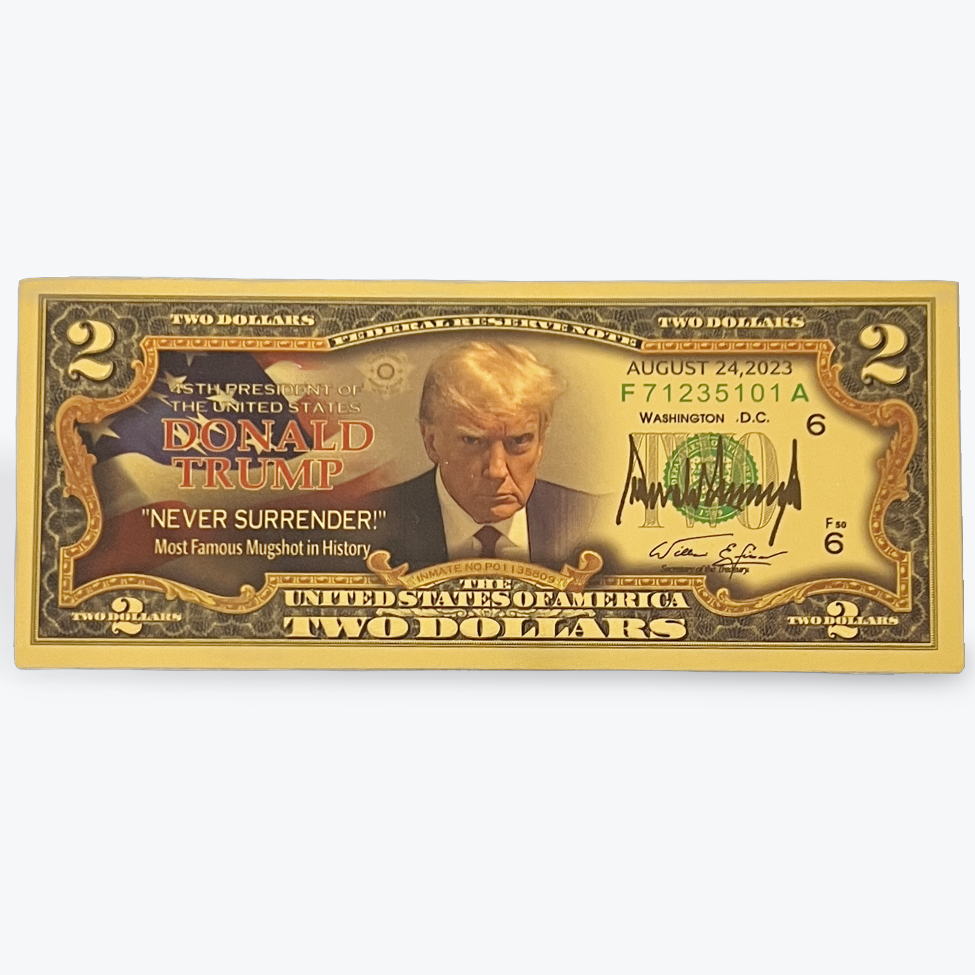 Trump Money Gold $2 Never Surrender
